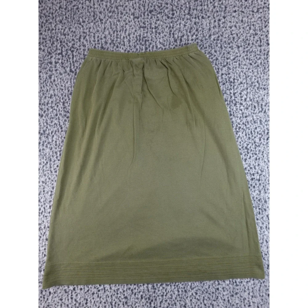 Peruvian Connection Womens Large Olive Pima‎ Cotton Midi Skirt Elastic Waist